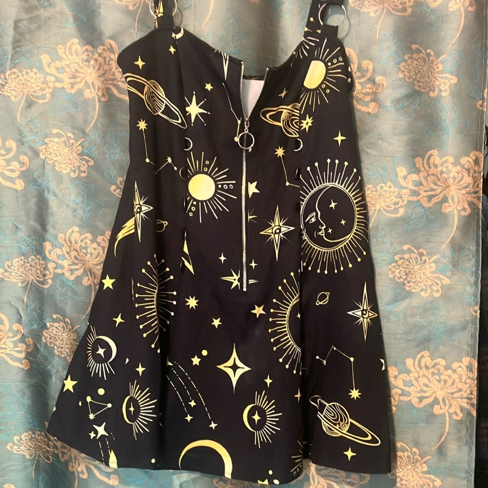 Black and Yellow Celestial Print Dress